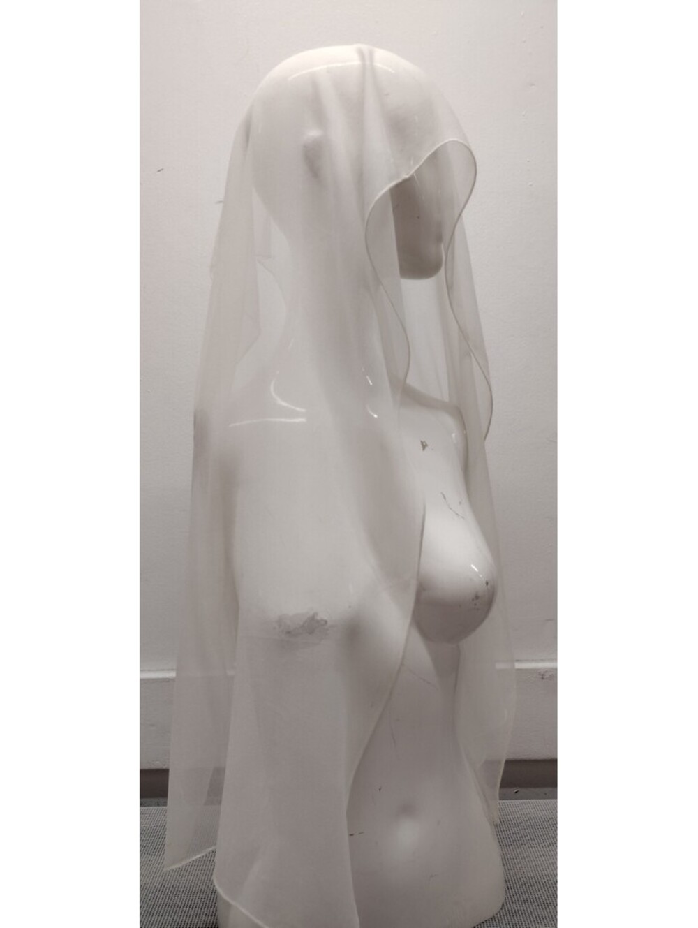 Vintage Sheer Chiffon White Long Scarf HOLLYWOOD BABYLON 1950s 1960s Rockabilly